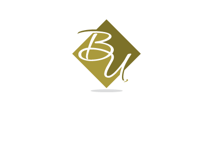 Letters B and U are in a rhombus shape logo