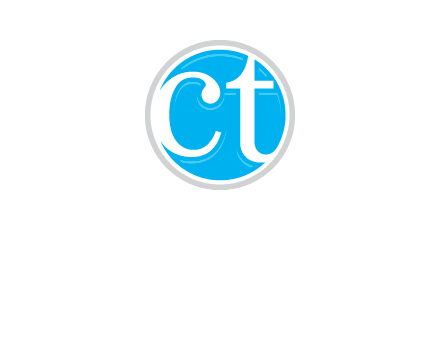 Letters CT are in outline circle logo