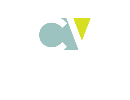 Letter CV are in rectangle logo