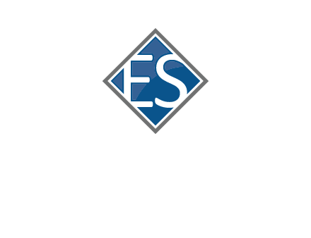 Letters ES are in rhombus shape logo