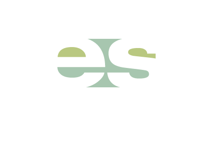 Letters ES are in rectangle shape logo