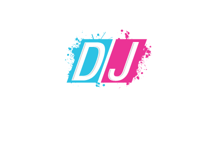 letters dj are in splash Rectangle logo