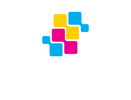 CMYK pixels stack printing logo