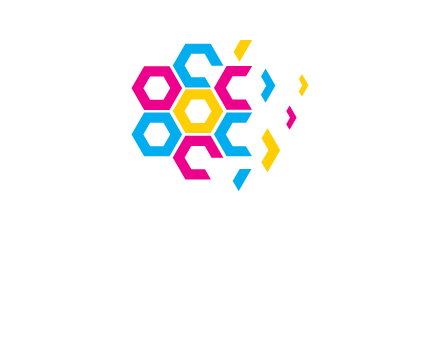 CMYK hexagon in flower shape printing logo