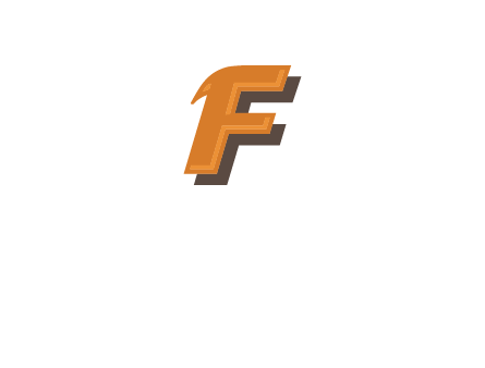 letter F with drop shadow