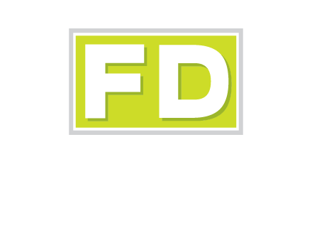 Letter FD are in rectangle logo