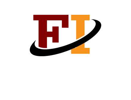 Swoosh around the letters FI logo