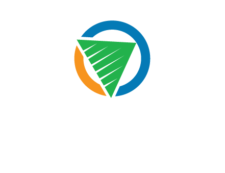 green recycling triangle in circle logo