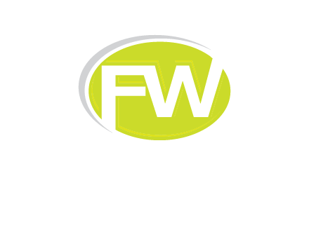 Letters FW are in a oval shape with swoosh logo