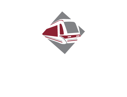 electric train in square transportation logo