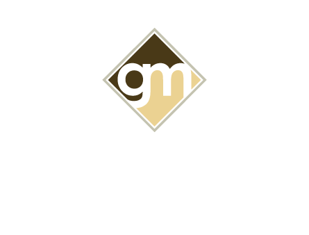 Letters GM are in the diamond icon