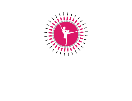 dancing ballerina in fancy pointy circle arts logo icon