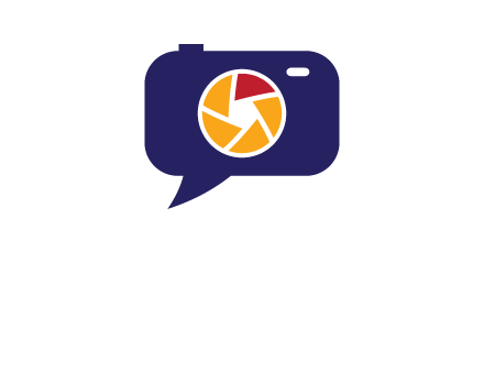 camera as speech bubble with shutter photography logo