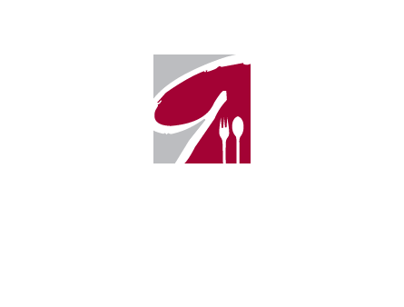 letter g inside rectangle with spoon and fork logo