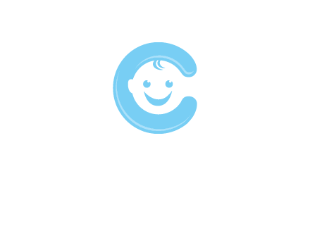 baby face inside letter C logo