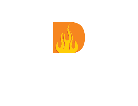 flames inside letter D logo