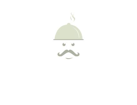 chef with dish and mustache logo