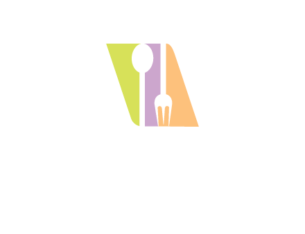 spoon and fork inside rhombus shape logo