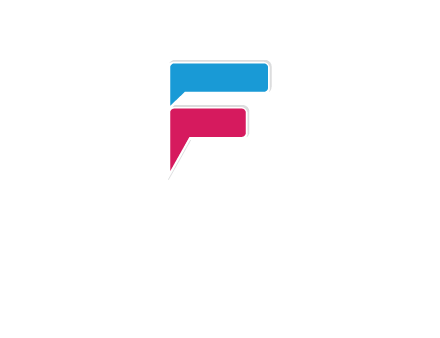 letter F incorporated with chat bubble logo