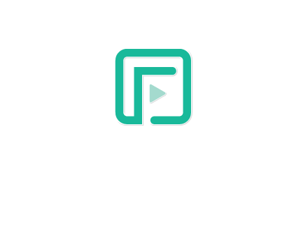 letter F inside square with play button logo