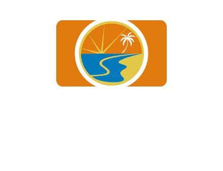 beach with palm tree and sun in camera photography logo