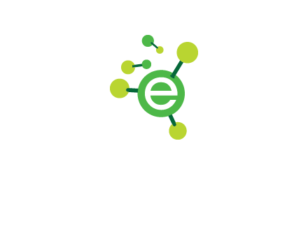 letter e inside circle with chemical bond logo