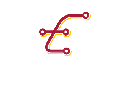 letter E made of tech wires logo