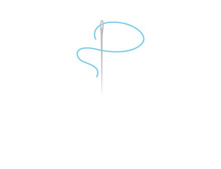 letter P made of needle and thread logo