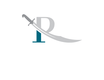 sword incorporated with letter R logo