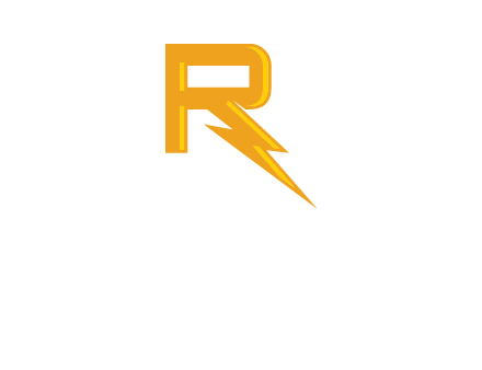 Letter R incorporate with thunder icon logo