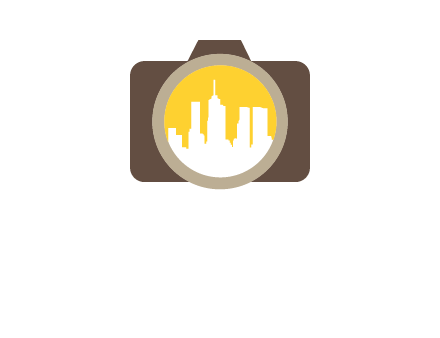 skyscrapers in camera lens photography logo