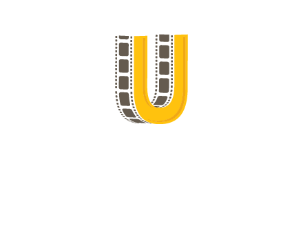 letter U incorporated with film reel logo