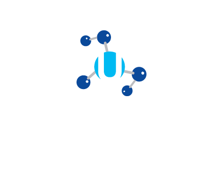 letter U inside circle with chemical bond logo