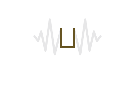 letter U between sound waves logo