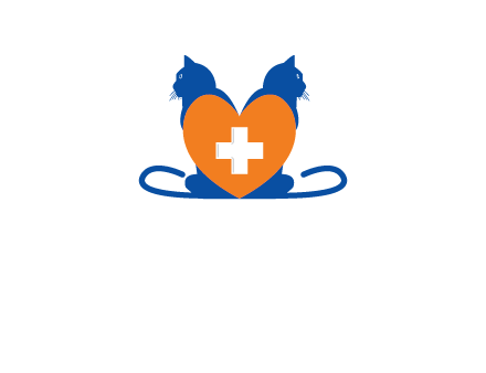 medical sign inside heart with two cats logo