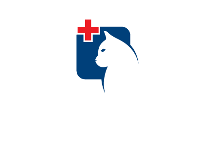 cat with medical plus symbol logo