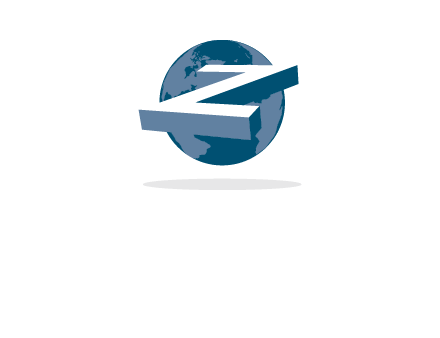 3D letter z in front of globe logo