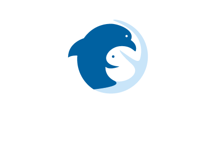 circle dolphin hugging fish and starfish logo