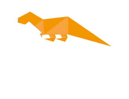 origami T-rex dinosaur logo