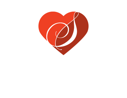 calligraphy letter S inside heart logo