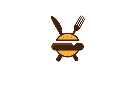 burger with fork and knife logo