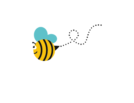 flying and smiling honey bee logo