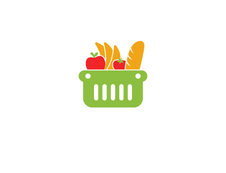 grocery in basket illustration