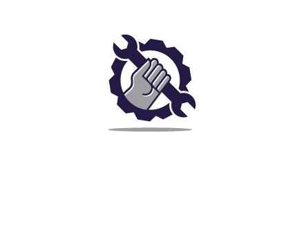 fist holding wrench with gear icon