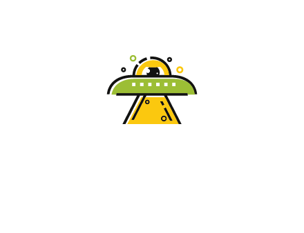 alien eye and spaceship logo