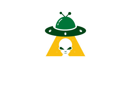 alien in the spaceship logo