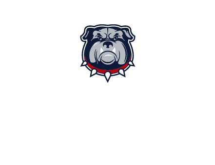 angry bulldog with red collar illustration