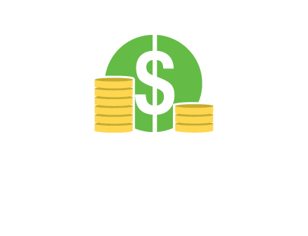 dollar sign inside circle with coins logo