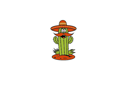 cactus with sombrero and mustache illustration