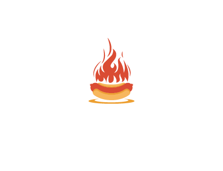 sizzling flame on hot dog Logo